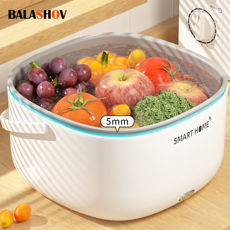 Lavadora eléctrica de frutas y verduras por ultrasonido, cesta de lavado inalámbrica por ultrasonido, purificador de alimentos de gran capacidad para el hogar