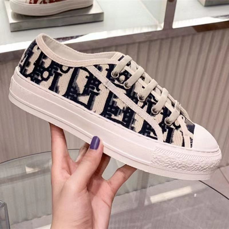 Luxury Small White Shoes Embroidered Letters Canvas Single Shoes Women Classic Lace-up Round Toe Casul Sneakers Women Designe