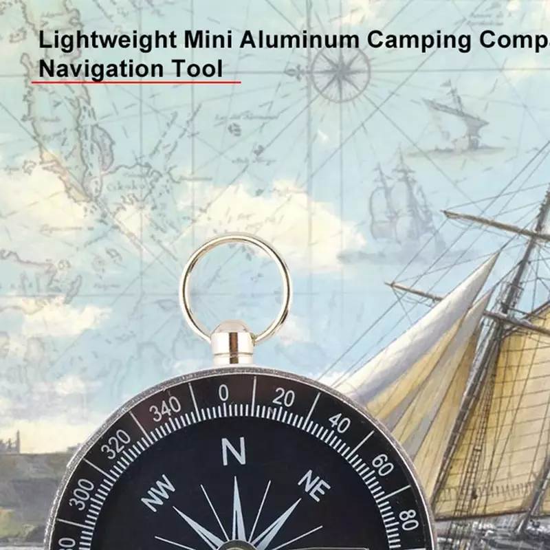กระเป๋า Mini Camping เข็มทิศอลูมิเนียมน้ำหนักเบาเดินทางกลางแจ้งเข็มทิศ Navigation Wild Survival Tool สีดำ
