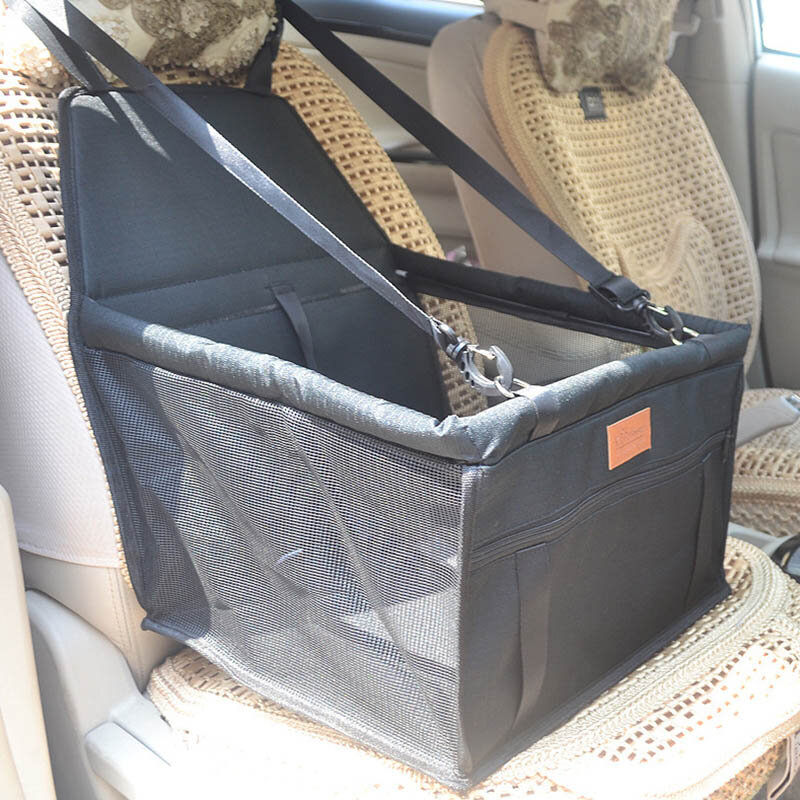 Bolsa de viaje para mascotas, accesorio para el asiento del coche, grosor doble, plegable, de malla, con alfombra impermeable, manta de seguridad, formato de bolsa transportable, para perros