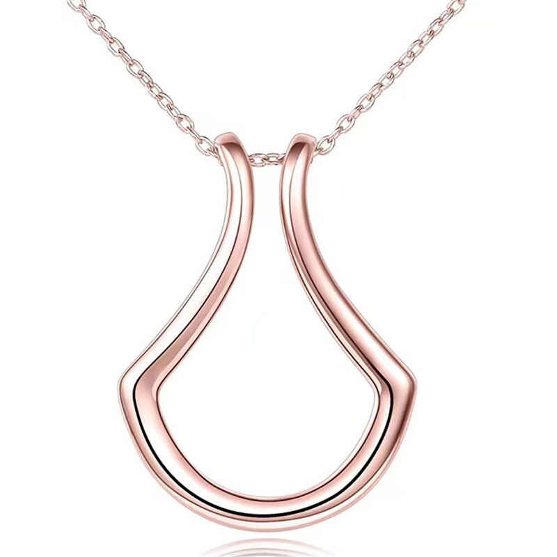Collar de soporte de anillo geométrico de moda Simple para mujeres y niñas, anillo en forma de U, collares de guardián, Gargantilla, cadena, regalo de joyería de boda