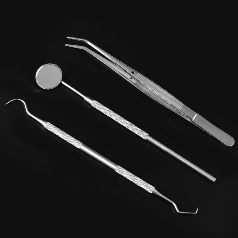 3 pz/set specchio dentale in acciaio inox dentista dentale Set di strumenti preparati sonda Kit per la cura dei denti strumento pinzette zappa falce Scaler