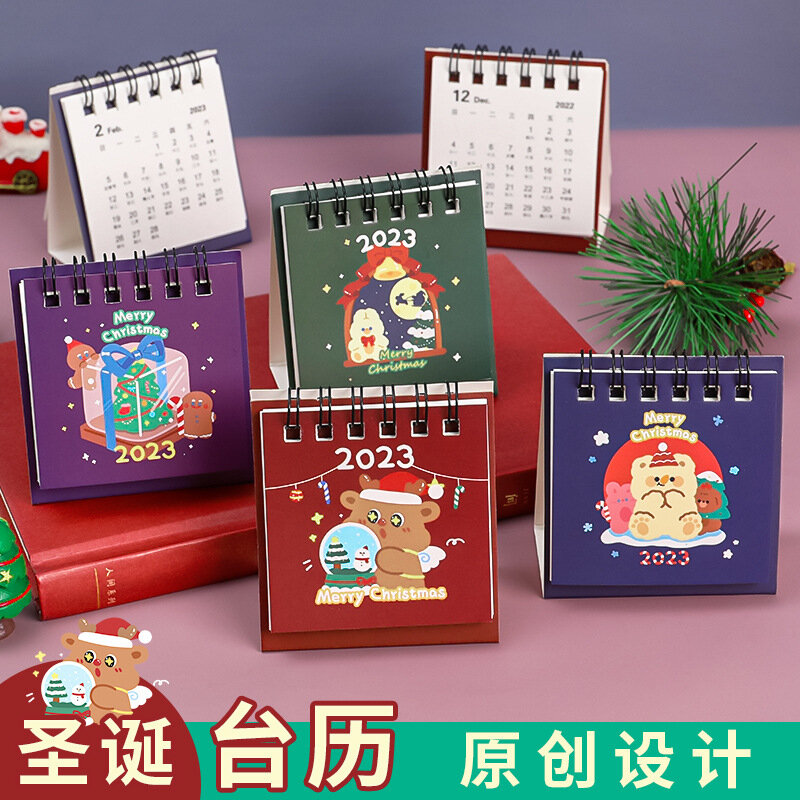 Original Christmas desk calendar Cute Christmas gifts Desktop mini calendar decorations Cartoon 2023rh Calendar