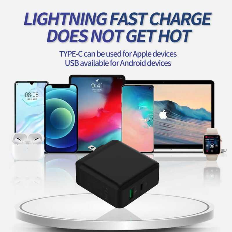 2PC 65W GaN Fast Charge USB Charger ประเภท C สำหรับโทรศัพท์สำหรับ iPhone 13 11 iPad Xiaomi แท็บเล็ตแบบพกพา Quick Charge