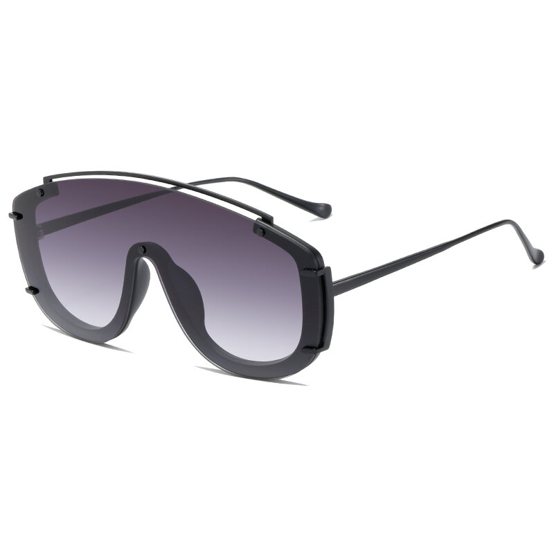 2022 Men Driving Glasses Luxury Designer Pilot Sunglasses One-Piece Gradient Lens Glasses Retro Punk Goggles Gafas Sol Hombre