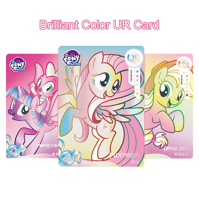 2 Anime Cute Fluttershy Twilight Sparkle Applejack Rainbow Dash Kids Gift BronzingCard kawou Genuine My Little Pony Card Huiyue