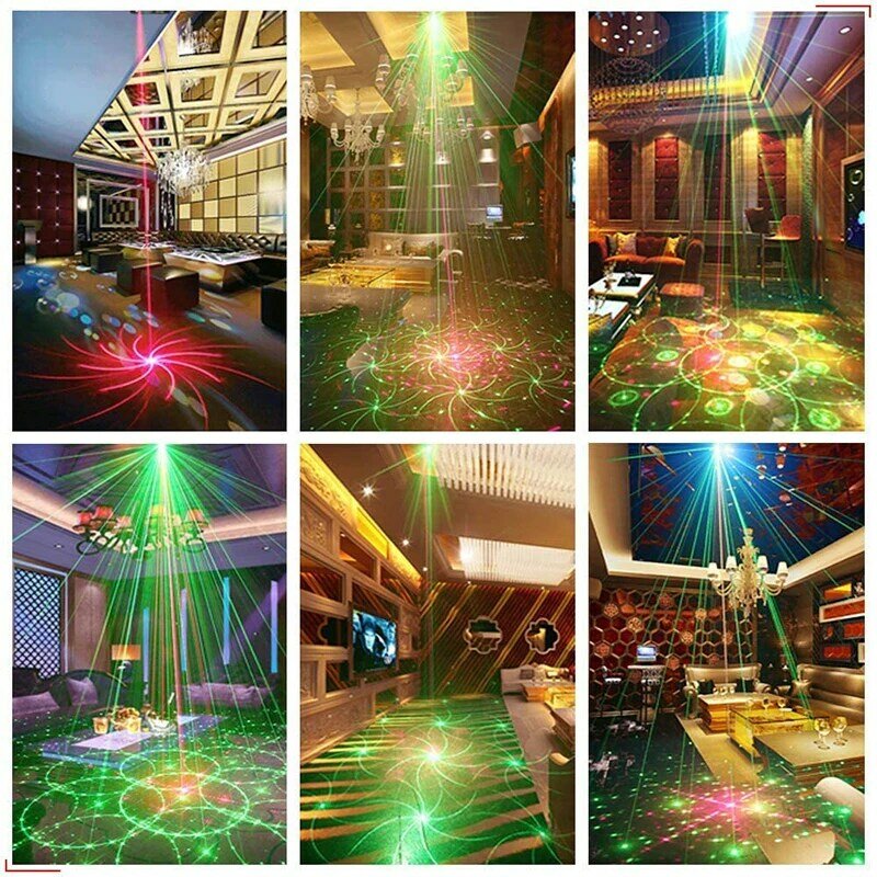 DJ Disco Light RGB LED Laser Stage Beam Lights Sound Activated Party Lights With Strobe Flash Effect Usb Power Projector Lamp