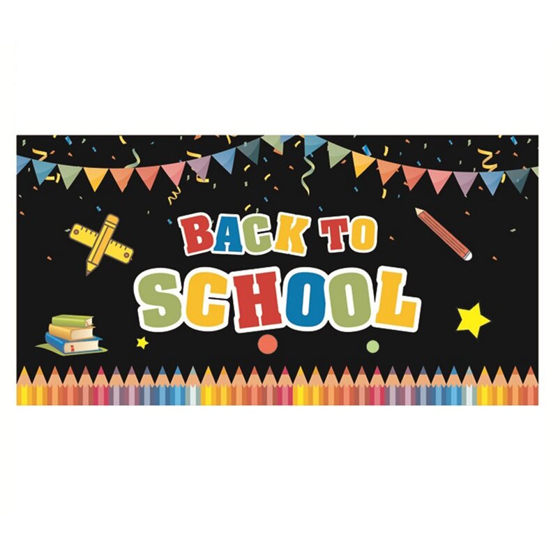 Bannière de bienvenue à l'école pour le premier jour d'école, décor de salle de classe, de bureau, décor d'arrière-plan de Photo d'école, de Bus scolaire