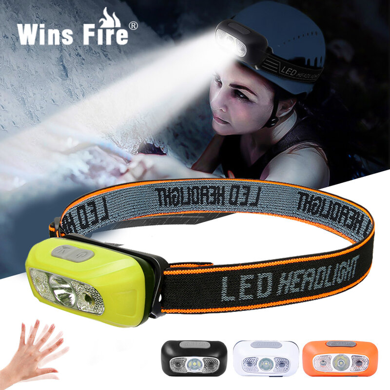 Mini USB Rechargeable LED Headlamp Body Motion Sensor Headlight Camping Flashlight Outdoor Light Fishing Portable Flashlight