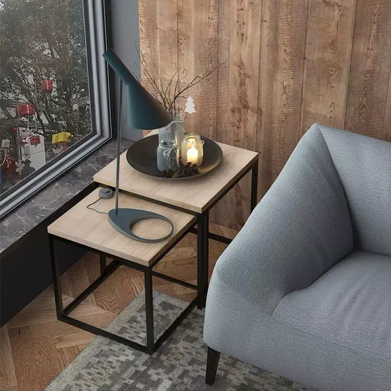 Table basse nordique carrée en bois, meuble de salon moderne amovible, Table d'appoint, grande et petite