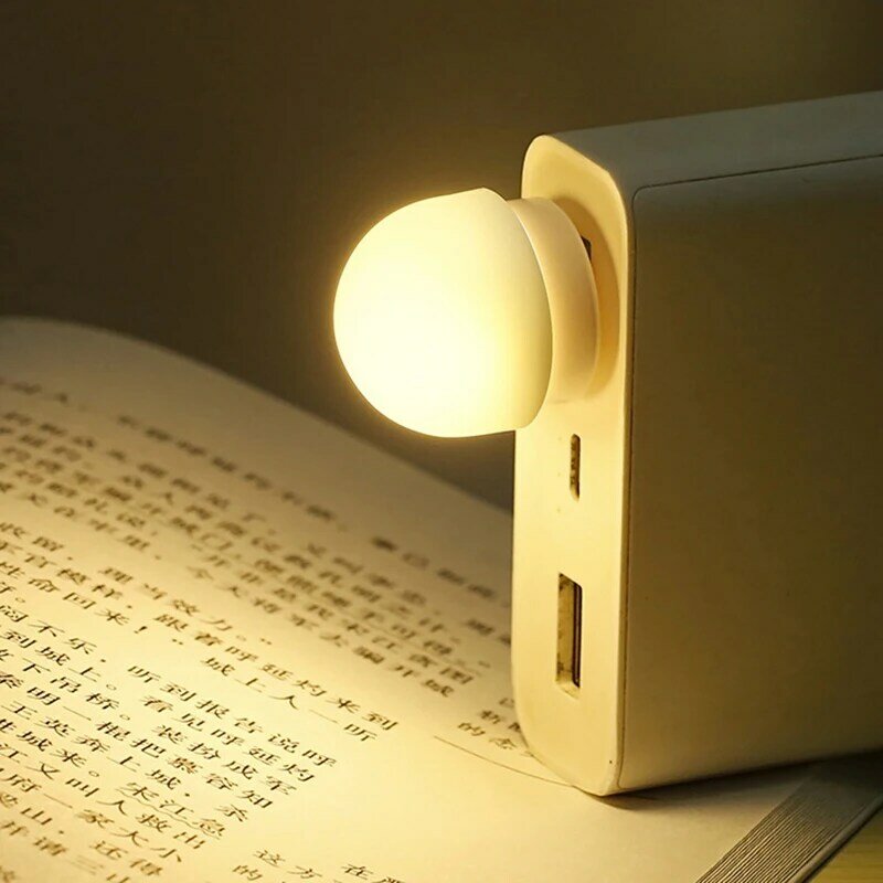 Mini noite usb plug lâmpada do computador de carregamento de energia móvel livro lâmpadas led proteção para os olhos luz leitura mini cogumelo luz da noite