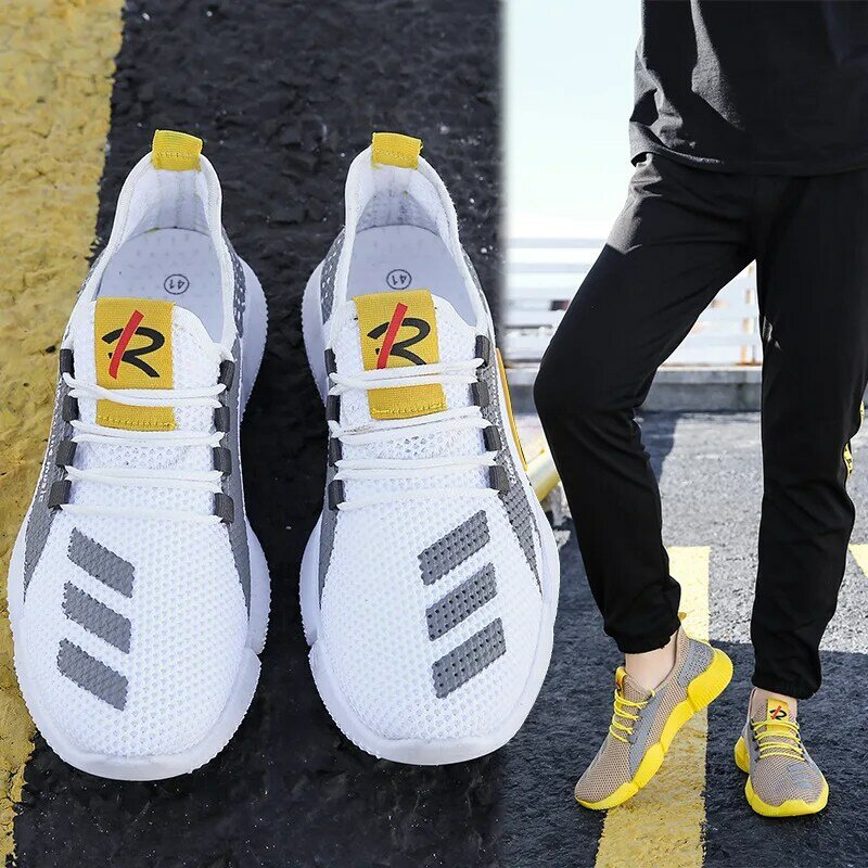 Hot Sale Four Seasons Running Shoes Men Lace-up Athletic Trainers Zapatillas Sports Shoes Men Outdoor Walking Sneakers