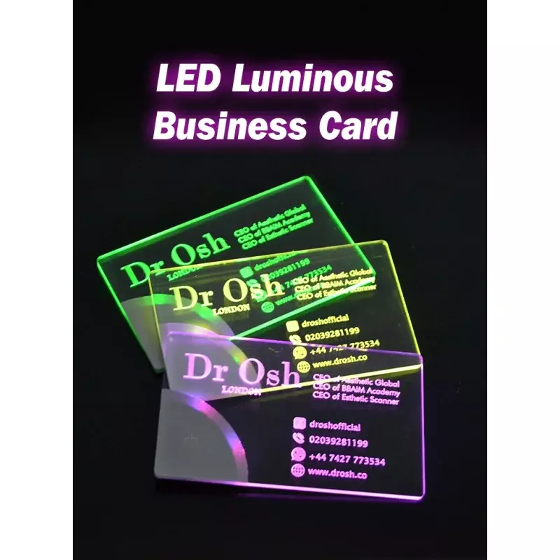 LLI براءة اختراع وامض متوهجة بطاقة الاسم الشخصي ، بطاقة LED للترويج ، والإعلان ذات العلامات التجارية ، والأعمال الاكريليك ، وتصميم مخصص