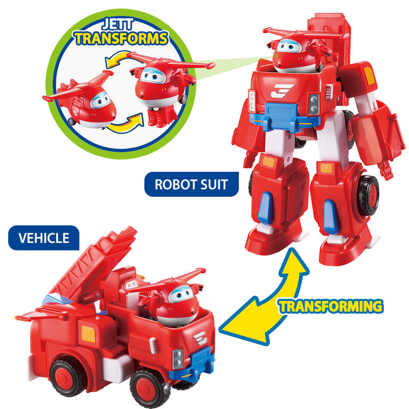 Super Wings 7 "หุ่นยนต์ชุดเปลี่ยนรถ2" รูปตุ๊กตาขยับแขนขาได้หุ่นยนต์ Transforming เครื่องบินของเล่นเด็กวันเก...