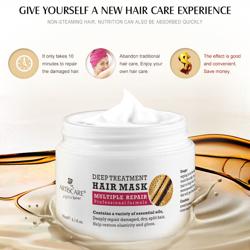 Keratin Haar Maske Reparatur Aminosäuren Schaden Haar Behandlung Richt Anti-Haarausfall Haare Frizz Glättung Haarpflege Produkt 60ml