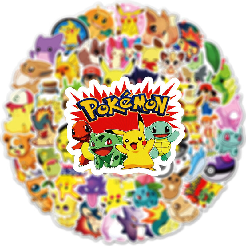 Pegatinas de Pokémon de Anime para niños, calcomanía Kawaii para motocicleta, fonoe, portátil, guitarra, equipaje, coche, pegatina de pared, juguete clásico, 10/30/50/100psc
