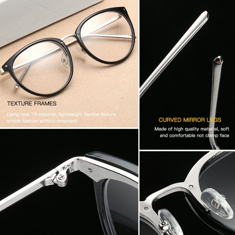近視用のファッショナブルな光学メガネ,完全な金属フレーム,女性用の度付きメガネ