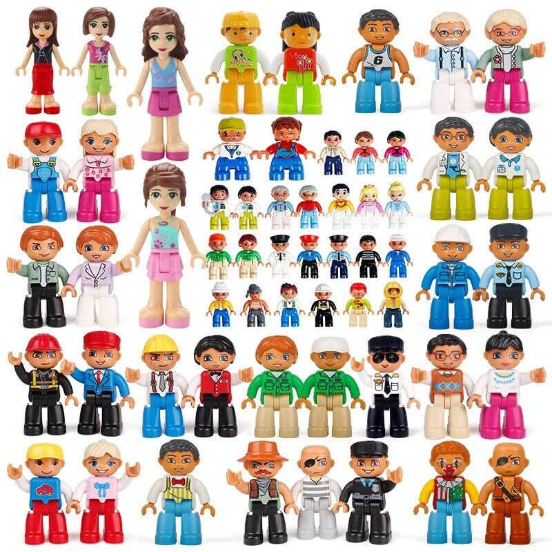 Big Building Blocks Compatible Figures Doll Occupation Family People Series Bricks Children Educational Creative Play House Toys