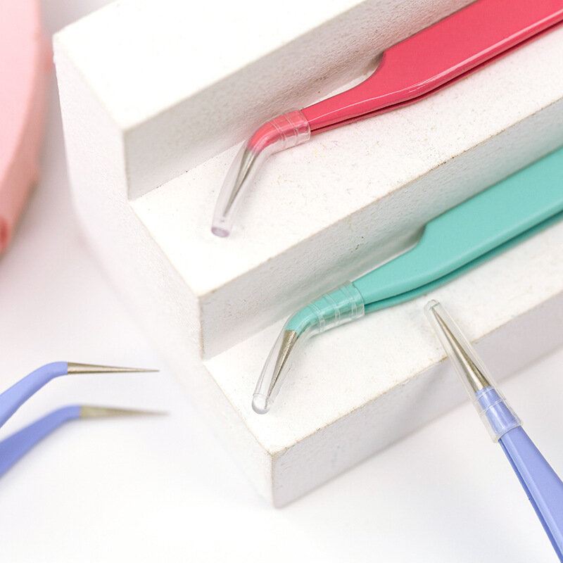 Precisão antiestático macaron colorido pinças de metal apontado cotovelo ferramenta manual adesivo fita clip arte kits de ferramentas de escola suprimentos