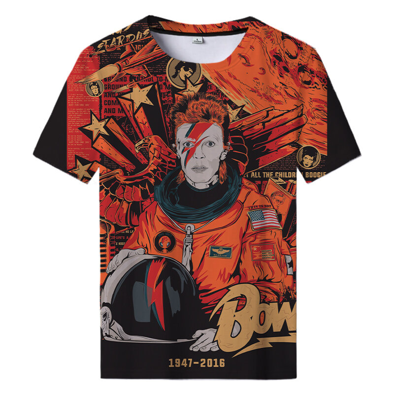 Rocker Bowie Hip Hop T Shirt Men Women 3D Rocker David Printed Oversized T-shirt Harajuku Style Summer Short Sleeve Tee Tops