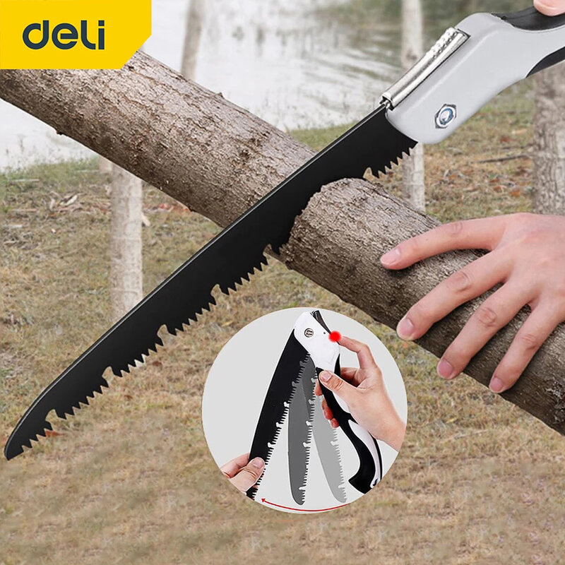 DELI-Sierra plegable de madera de 540MM para exteriores, podadora de injerto SK5 para árboles, Chopper, herramientas de jardín, cuchillo de mano