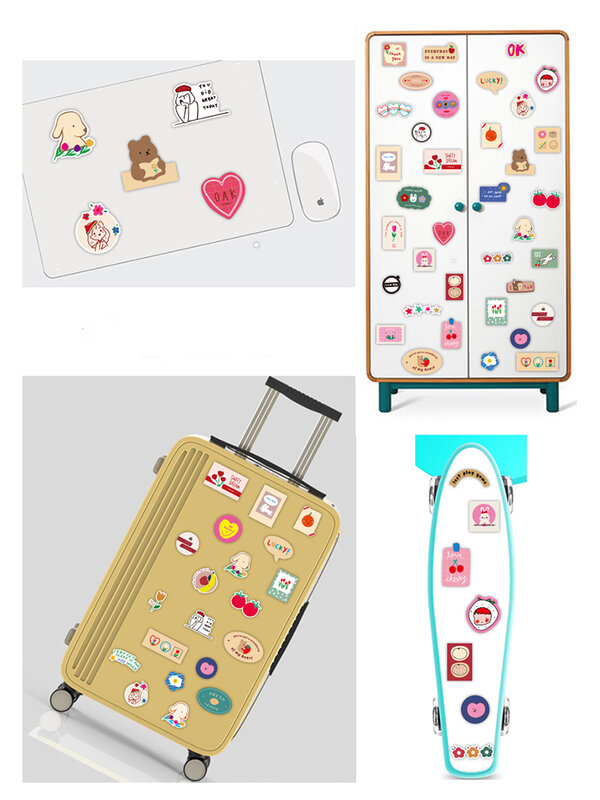 50 قطعة ملصقات الكورية نمط لطيف الفاكهة الحيوان نمط مقاوم للماء الثلاجة الجمالية دفتر ملصق جراب هاتف ألعاب أطفال