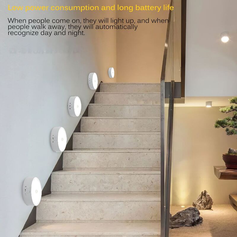 Sensor de movimento magnético inteligente luz noturna alimentado por bateria lâmpada led noite para o quarto roupeiro cabeceira cozinha corredor