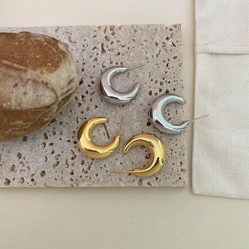 Bilandi moderno jóias s925 agulha brincos geométricos metálicos simplesmente design venda quente dourado prateado banhado a brincos femininos presente