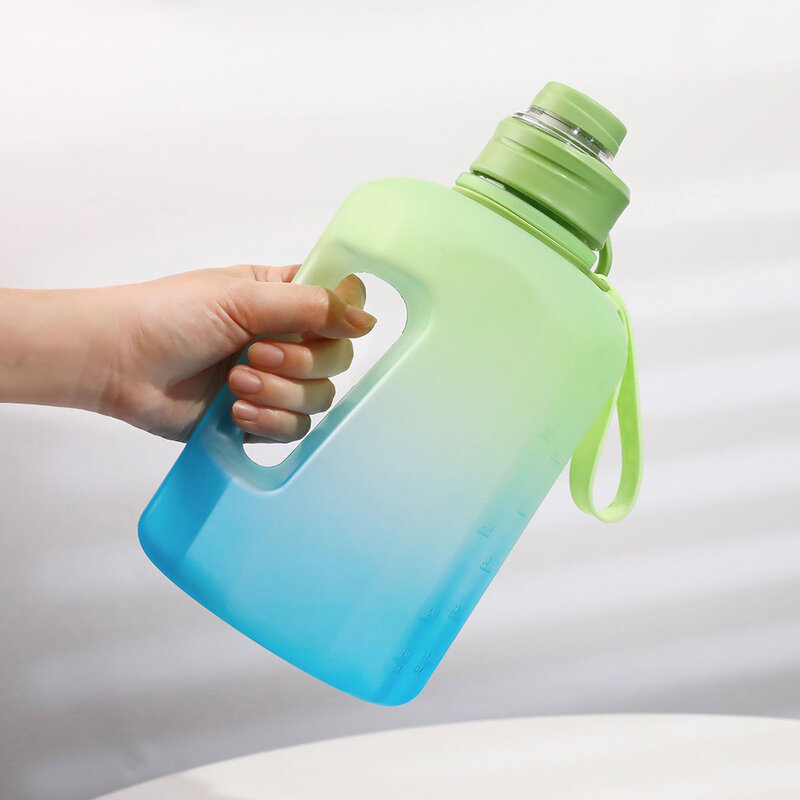YCALLEY Botol Air Gym Setengah Galon 2200ML Tutup Anti Bocor Tahan Debu Botol Air Portabel BPA Gratis, Botol Air Olahraga Luar Ruangan
