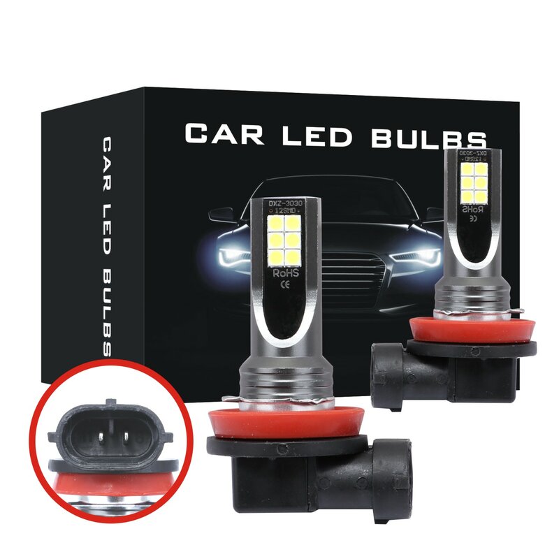 Bombillas de luz antiniebla para coche, lámpara de conducción para correr, H7, H11, H9, H8, H4, 9006, HB4, Led 9005, HB3, 12V, 24V, 6000K, 2 uds.