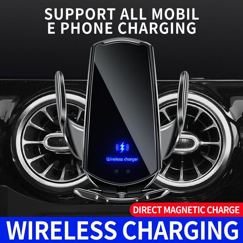 Automatic 15W Qi Car Wireless Charger for iPhone 14 13 12 XR X 8 Samsung S20 S10 Magnetic USB Infrared Sensor Phone Holder Mount