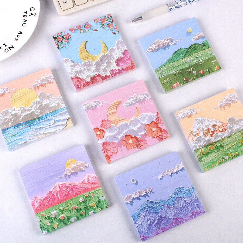 80sheetes Students Office Memo Pads Stationery Cute Animal Scenery Notes pads Message Sticky Notes