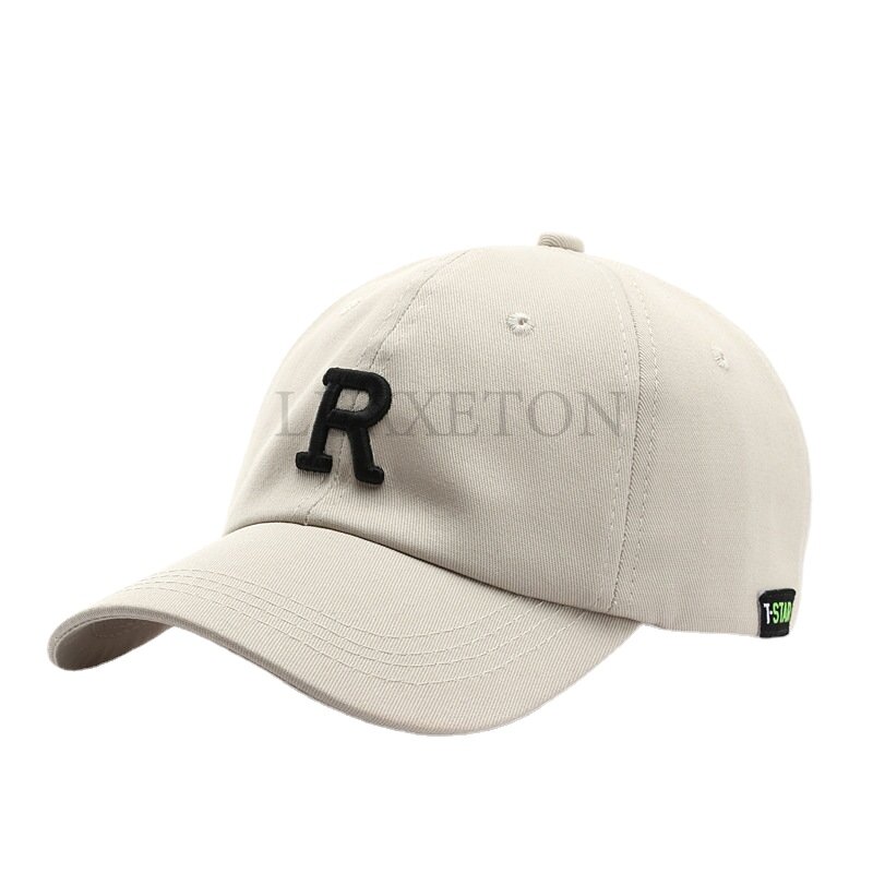 Topi bisbol katun untuk wanita dan pria, topi Snapback huruf R modis kasual Hip Hop musim panas 2023 untuk pria dan wanita