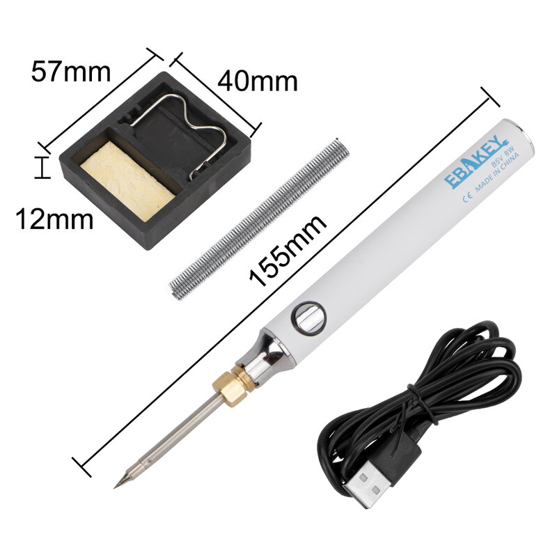Kit de soldador eléctrico USB portátil de tres velocidades, herramientas de soldadura de reparación de 5V y 8W, temperatura ajustable