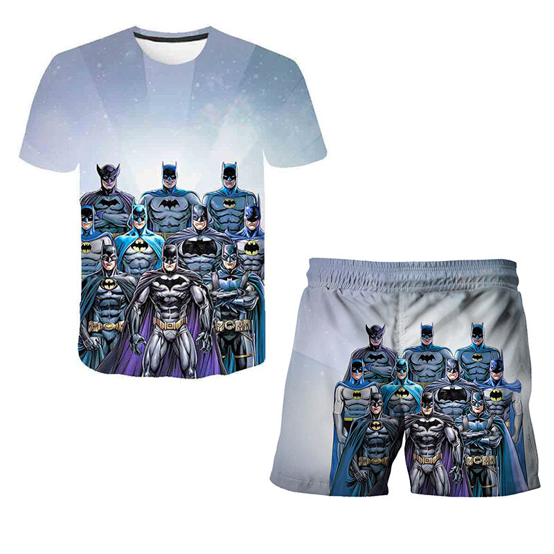 Marvel Superhero T-Shirt e Shorts Conjuntos para Crianças, Desenhos animados para Meninos, Homem-Aranha, Capitão América, Marvel, Hulk, 2 peças