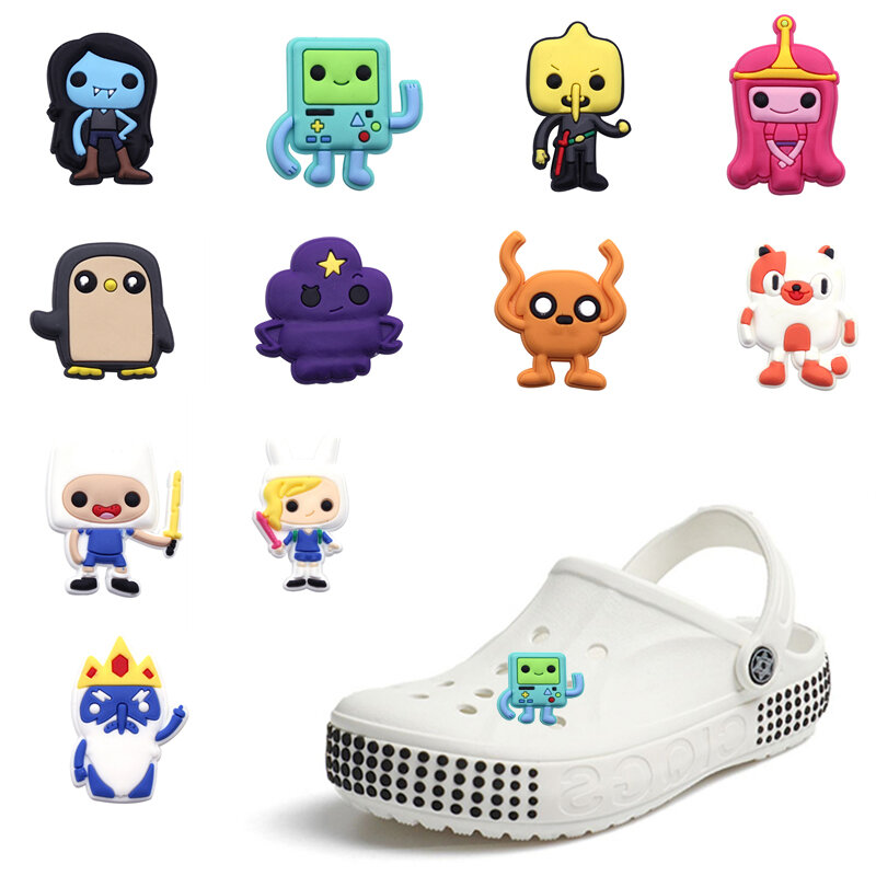 Enkele Verkoop 1Pcs Cartoon Adventure Time Shoe Charms Accessoires Decoraties Pvc Croc Jibz Gesp Voor Kids Party Xmas Gifts