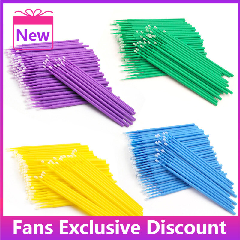 Hot Sale Disposable Colorful Cotton Swabs Micro Brushes Eyelashes Cleaning Extension Swab Cosmetic Makeup Tools