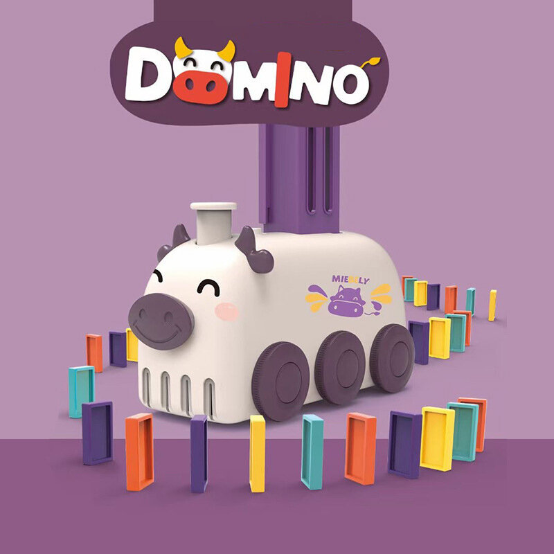 Ensemble de Train de dominos pour enfants, jeu de construction coloré, avec lumière sonore, pose automatique de briques, jeu éducatif, jouets à faire soi-même, cadeaux