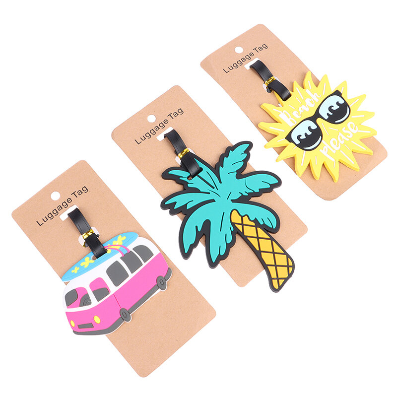 1PCS Portable Luggage Tag Creative Cartoon Suitcase Fashion Style Silicon Luggage Name ID Address Label Travel Accessories Label