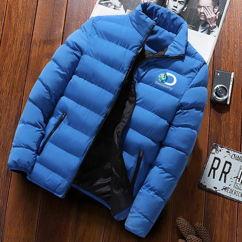 Новинка 2022, зимняя легкая хлопковая куртка Discovery, мужское модное деловое облегающее теплое пальто с воротником-стойкой и принтом, повседневная куртка-бомбер, парка, куртка