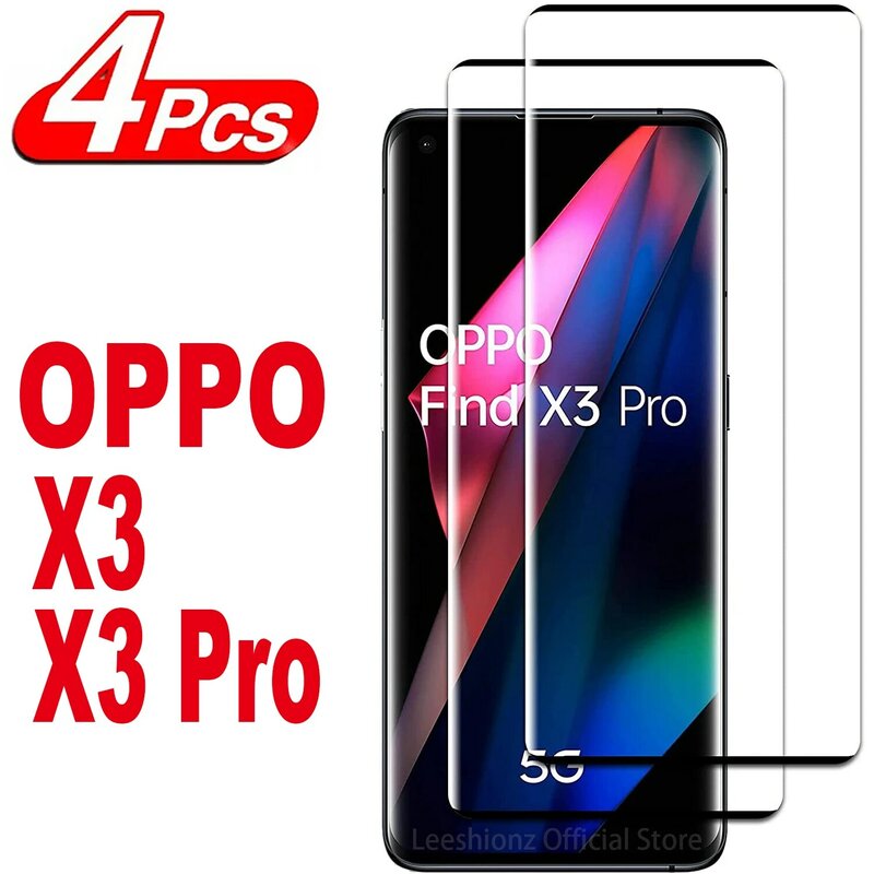 Oppo find x3 pro用3Dスクリーンプロテクター,強化ガラスフィルム,2/4個