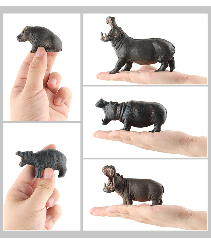Ornement modèle Hippo, 5 pièces/ensemble, décoration en plastique de dessin animé, Simulation d'animaux, pour bureau, cadeau pour enfants