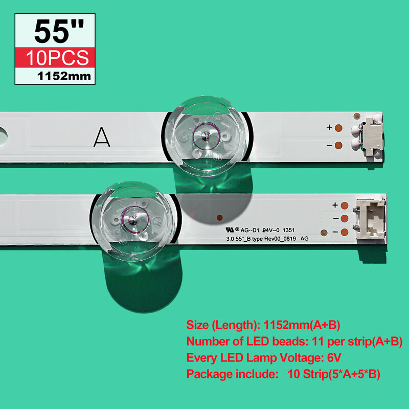 Светодиодная лента для подсветки, полный спектр ламп, подходит для светильников 55LF652V 55LB630V 55LB650V LC550DUH FG 55LF5610 55LF580V 55LF5800 55LB630V 55LB6300