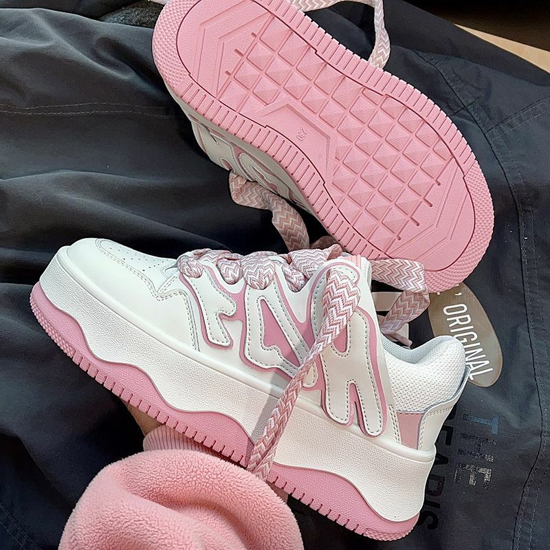 Женские холщовые кроссовки Y2K, повседневные розовые спортивные кроссовки на плоской подошве в Корейском стиле, студенческие кроссовки на платформе, теннисная обувь, женские кроссовки на массивной подошве