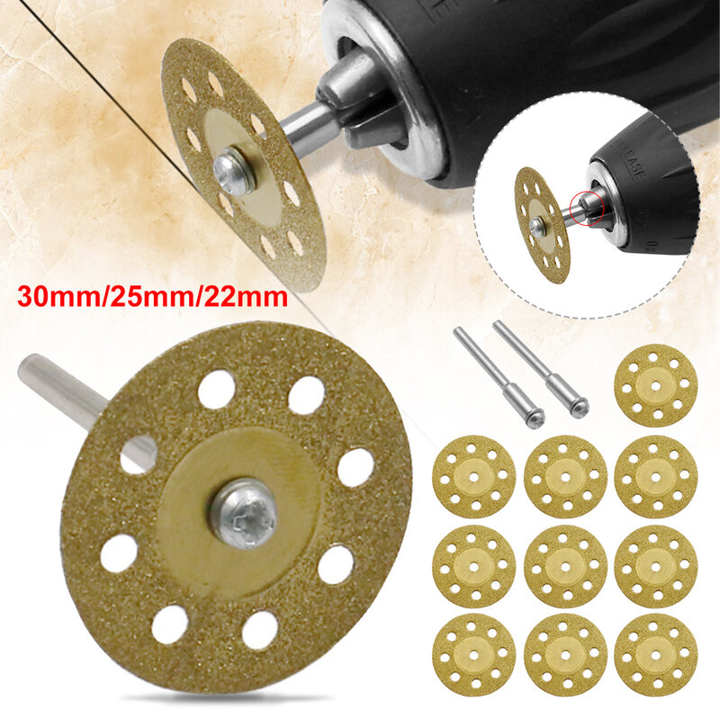 10PCS disco diamantato lame per sega dischi tagliati gambo di collegamento in ceramica di vetro per utensile rotante Dremel Drill Fit