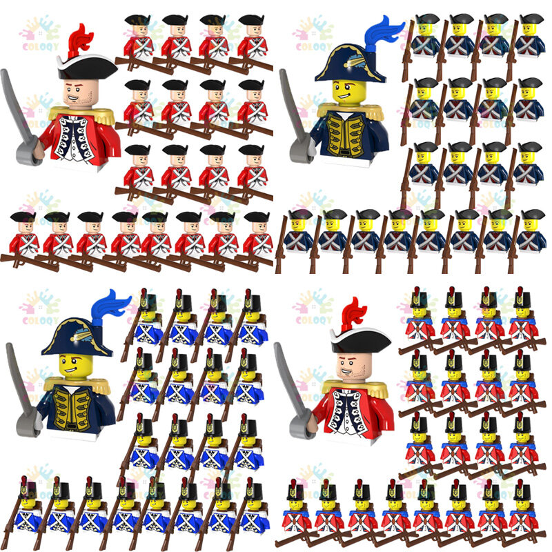 New British Fusilier Building Blocks Red Blue Imperial Navy Soldiers Mini Action Figures Bricks Toys For Kids Christmas Gifts