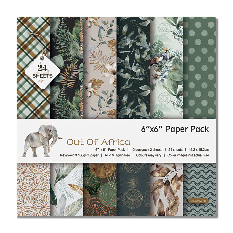 24 pages 6 inches  X 6 inches DIY photo album scrapbooks manual craft paper background paper decoration ，Out of africa style