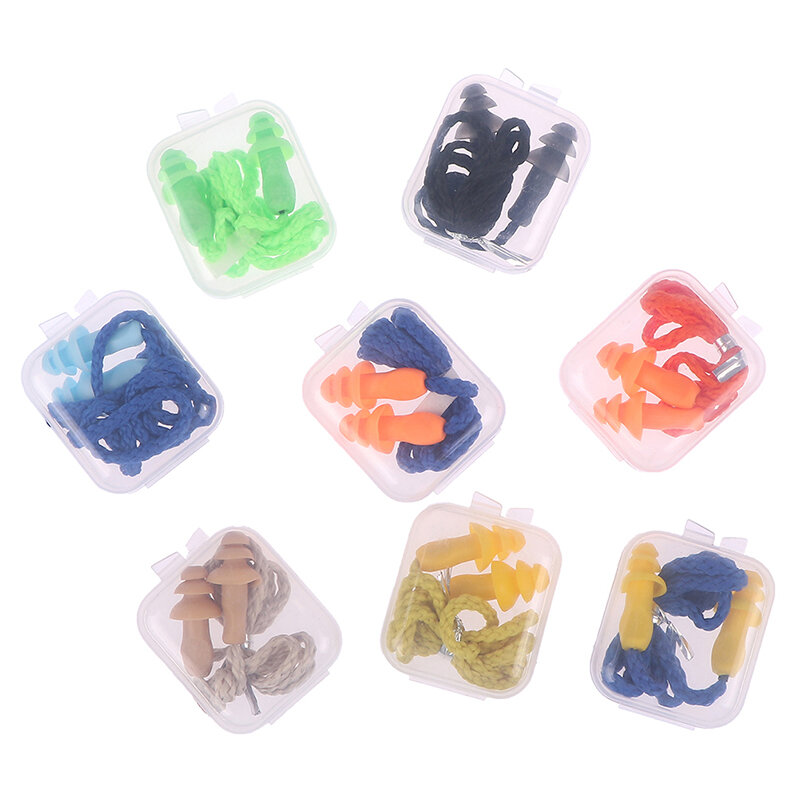 4pairs Box-packed Comfort Earplugs Noise Reduction Silicone Soft Ear Plugs Cotton Rope Earplugs Protective For Swimming For PVC
