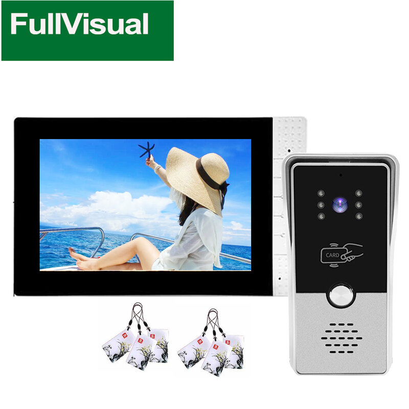 Fullvisual 7 Polegada cor sistema de vídeo porteiro campainha intercom monitor com fio desbloquear voz conversa dia visão noturna hd