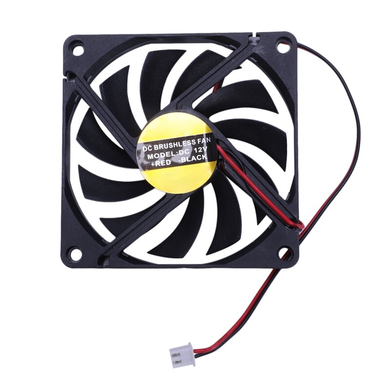 YOC Hot 80mm 2 Pin Connector Cooling Fan for Computer Case CPU Cooler Radiator